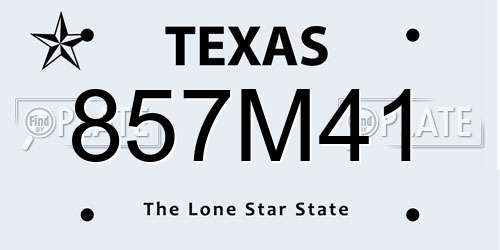 857M41 Texas License Plate