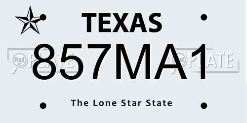 857MA1 Texas License Plate
