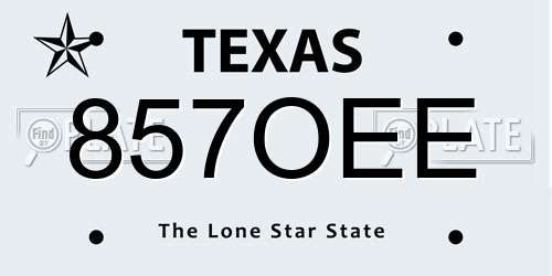 857OEE Texas License Plate