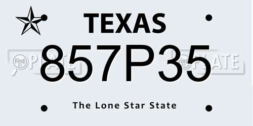 857P35 Texas License Plate