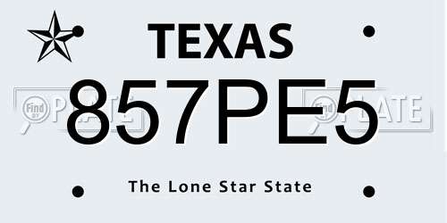 857PE5 Texas License Plate