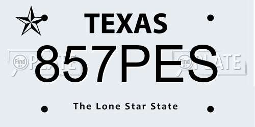 857PES Texas License Plate