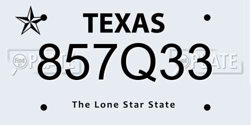 857Q33 Texas License Plate