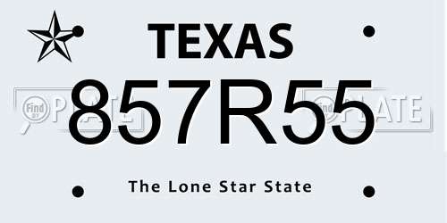 857R55 Texas License Plate