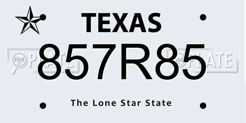 857R85 Texas License Plate