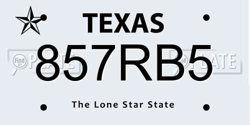 857RB5 Texas License Plate