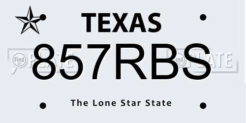 857RBS Texas License Plate