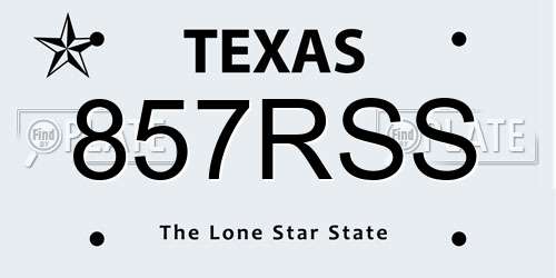 857RSS Texas License Plate