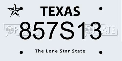 857S13 Texas License Plate