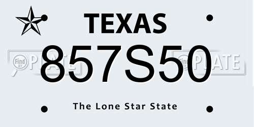 857S50 Texas License Plate