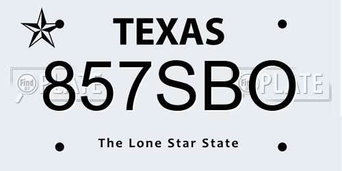 857SBO Texas License Plate