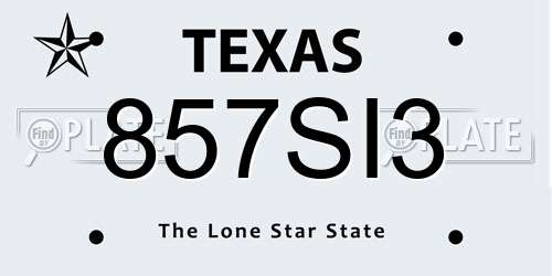 857SI3 Texas License Plate