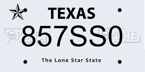 857SS0 Texas License Plate