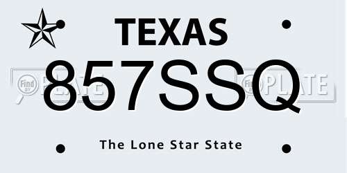 857SSQ Texas License Plate