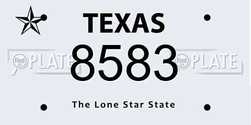 8583 Texas License Plate