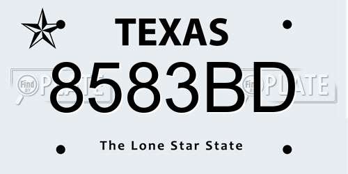 8583BD Texas License Plate