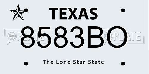 8583BO Texas License Plate
