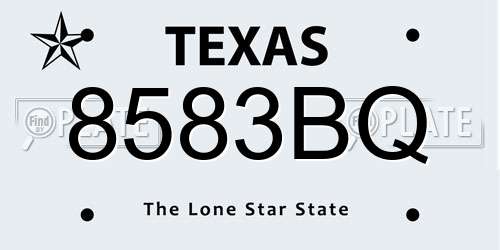 8583BQ Texas License Plate