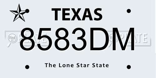 8583DM Texas License Plate