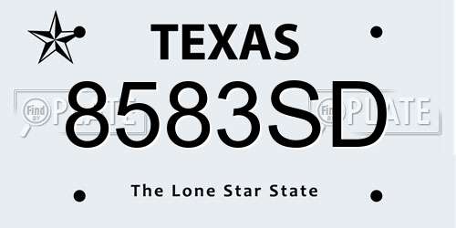 8583SD Texas License Plate