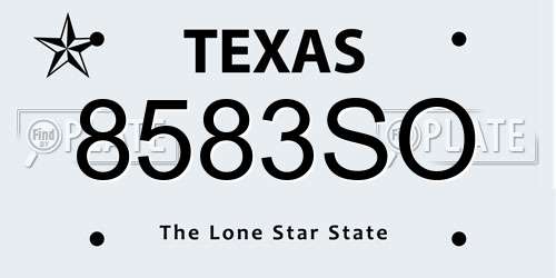 8583SO Texas License Plate
