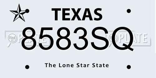 8583SQ Texas License Plate
