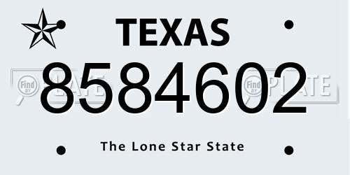 8584602 Texas License Plate