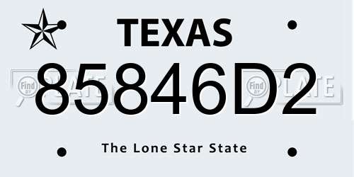 85846D2 Texas License Plate