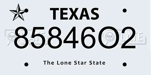 85846O2 Texas License Plate