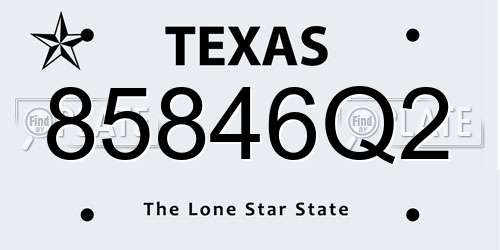 85846Q2 Texas License Plate