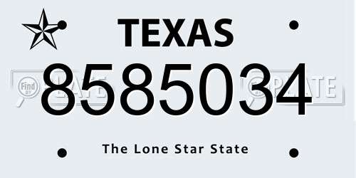 8585034 Texas License Plate