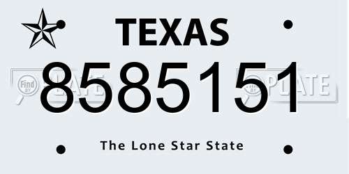 8585151 Texas License Plate