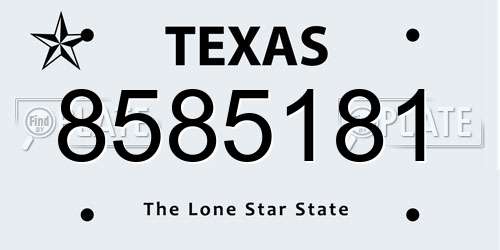 8585181 Texas License Plate
