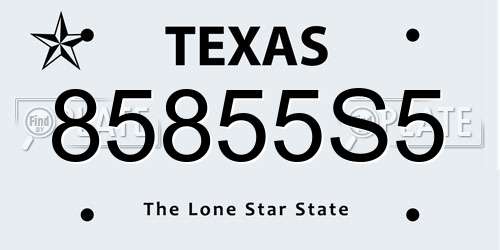 85855S5 Texas License Plate