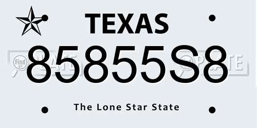 85855S8 Texas License Plate
