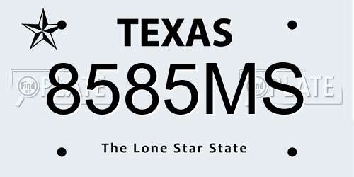 8585MS Texas License Plate