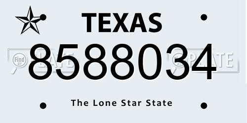 8588034 Texas License Plate