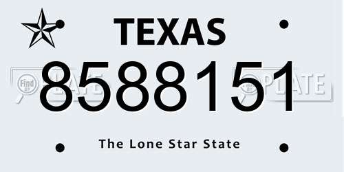 8588151 Texas License Plate