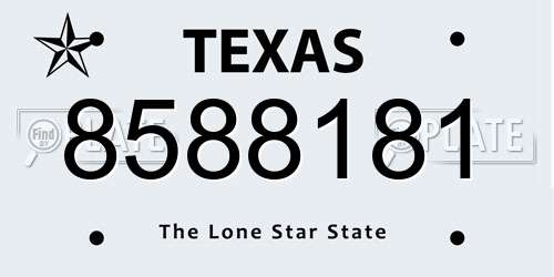 8588181 Texas License Plate