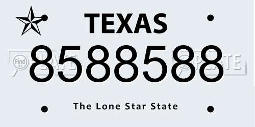8588588 Texas License Plate