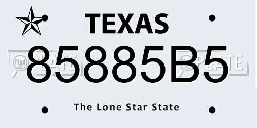 85885B5 Texas License Plate