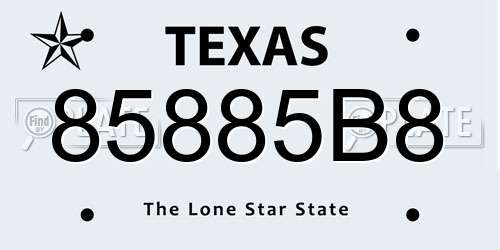 85885B8 Texas License Plate
