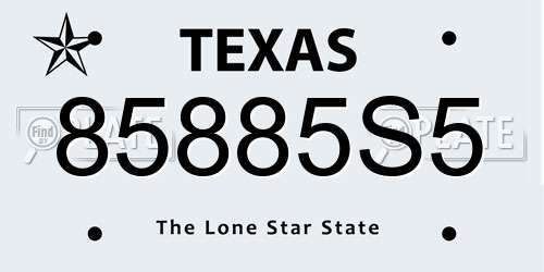 85885S5 Texas License Plate