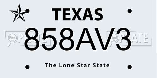 858AV3 Texas License Plate
