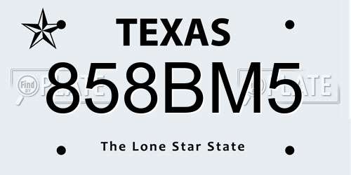 858BM5 Texas License Plate