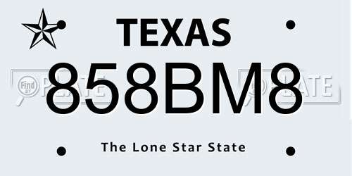 858BM8 Texas License Plate