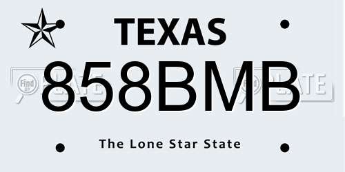 858BMB Texas License Plate
