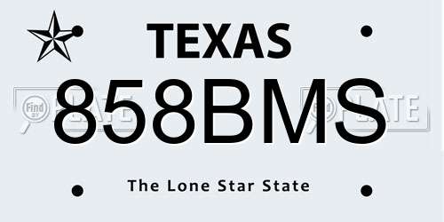 858BMS Texas License Plate