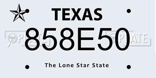 858E50 Texas License Plate