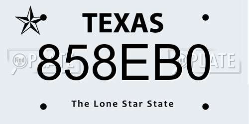 858EB0 Texas License Plate